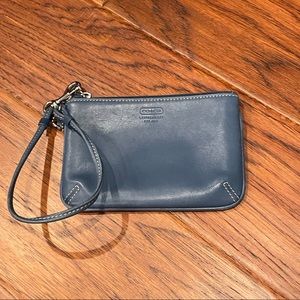 Coach blue leather wristlet
